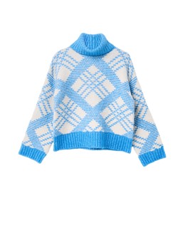 Blue & White Diamond Roll Neck Knitted Jumper £72