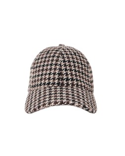 Brown & Black Houndstooth Wool Cap with Motif £30