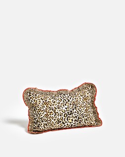 Brown & Red Ruffle Leopard Print Cotton Cushion Cover Long £25