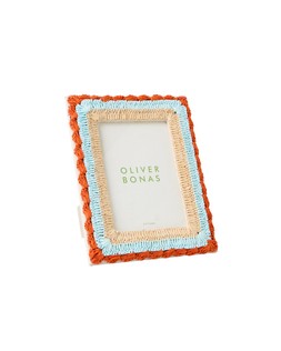 Burnt Orange & Blue Raffia Photo Frame 5X7