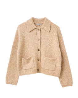 Camel Brown Collared Button Up Knitted Cardigan £68