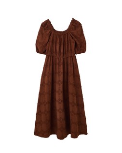 Chocolate Brown 3D Floral Textured Bardot Midi Dress £95