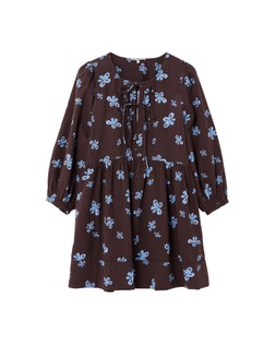 Chocolate Brown & Blue Bows Tie Front Mini Dress £78
