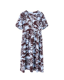Chocolate Brown & Blue Horse Print V-Neck Midi Dress £80