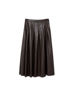Chocolate Brown PU Pleated Midi Skirt £68