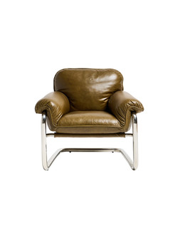 Chrome Brown Leather Armchair £850