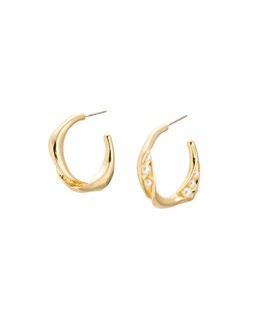 Coselle Mini Faux Pearl Twist Gold Tone Hoop Earrings £18
