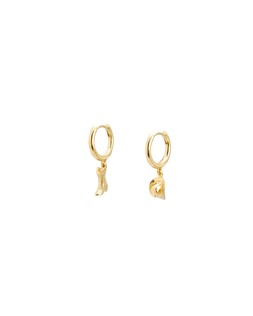 Dakota Cowboy Hat & Boot Charm Mismatched Gold Plated Hoop Drop Earrings £42