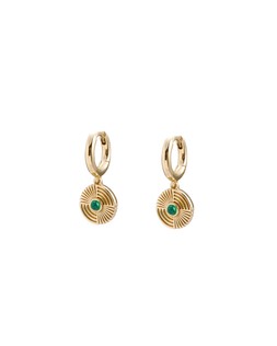 Gina Green Onyx Gold Plated Hoop Drop Earrings £42