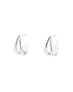 Kiley Double Row Textured Silver Tone Hoop Earrings £18
