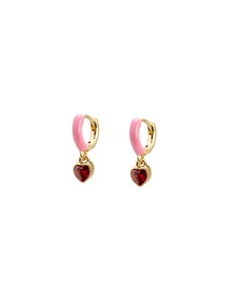 Madden Gold-Tone & Pink Enamel Huggie Hoop Earrings with Heart Pendant £12.50