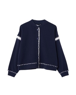 Navy Blue Button Up Bomber Jacket £70