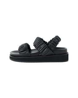 Oliver Bonas Black Ruched Leather Flatform Sandal £80