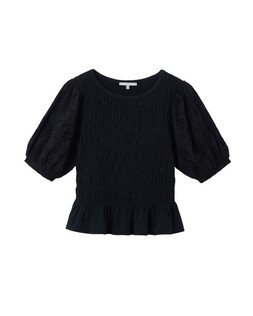 Oliver Bonas Black Shirring Woven Top £45