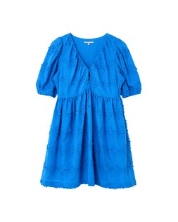 Oliver Bonas Blue 3D Broderie Puff Sleeve Mini Dress £80