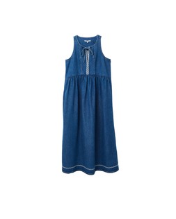Oliver Bonas Blue Denim Scallop Sleeveless Midi Dress £82