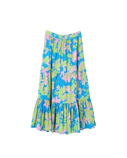 Oliver Bonas Blue Luminous Floral Midi Skirt £68