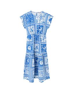 Oliver Bonas Blue Santorini Print Poplin Midi Dress £78