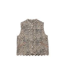 Oliver Bonas Denim Animal Print Scallop Sleeveless Jacket £60