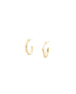 Oliver Bonas Dina Pearl Interlinked Gold Plated Hoop Earrings £45