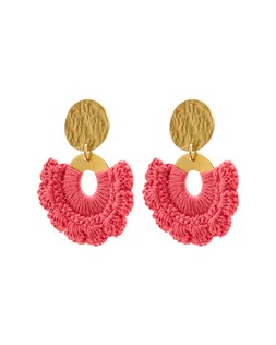 Oliver Bonas Elizabeth Pink Crochet Scalloped Edge Stud Earrings £29.50