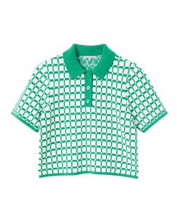 Oliver Bonas Green Check Stitchy Collared Tee £55