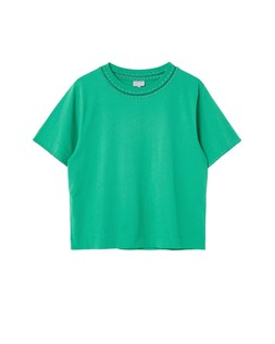 Oliver Bonas Green Crochet Trim Tee £38