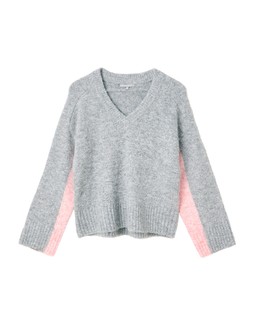 Oliver Bonas Grey And Pink V Neck Two Tone Jumper £58