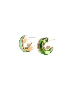 Oliver Bonas Jenelle Half Gold & Green Resin Hoops £16.50