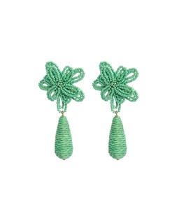 Oliver Bonas Jenna Green Beaded Flower Drop Earrings £22