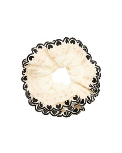 Oliver Bonas Kendall Black & Ecru Heart Trim Large Scrunchie £18