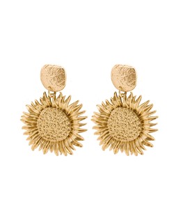 Oliver Bonas Mariana Sunflower Motif Textured Gold Tone Statement Earrings £22.50