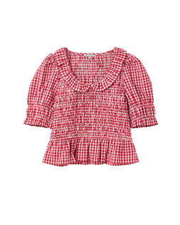 Oliver Bonas Red Check Shirring Top £60