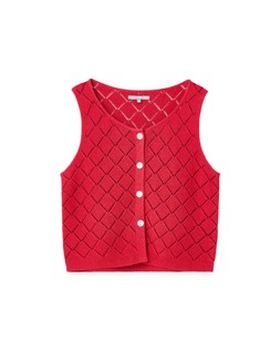Oliver Bonas Red Diamond Stitch Knitted Vest £55