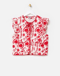 Oliver Bonas Red Embroidered Sleeveless Jacket £68