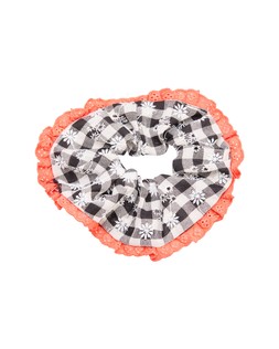 Oliver Bonas Ridley Black & White Check Broderie Trim Scrunchie £16.50