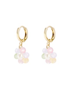 Oliver Bonas Rosie Bead & Faux Pearl Flower Drop Huggies £14