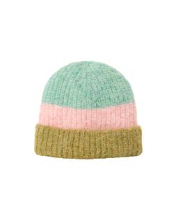 Oliver Bonas Soft Green Pink Wide Stripe Beanie £24