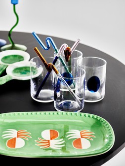 Oliver Bonas Soleil Platter £19.50 - Oliver Bonas Azul Spot Tumblers S4 £29.50