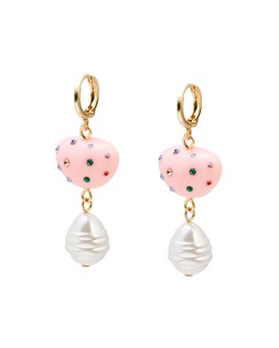 Oliver Bonas Trinny Multi Stone Inlay & Faux Pearl Drop Huggies £18