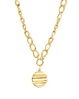 Oliver Bonas Zora Fob Pendant Stainless Steel Chunky Chain Necklace £45