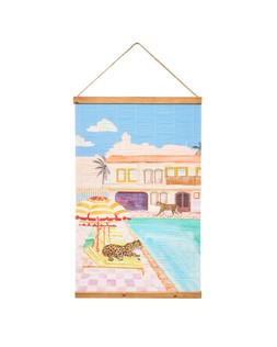 Palm Springs Poolside Leopards Bamboo Hanging Wall Decor £17.50