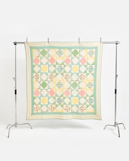 Patchwork Diamond Pastel Multicolour Velvet Quilt £165