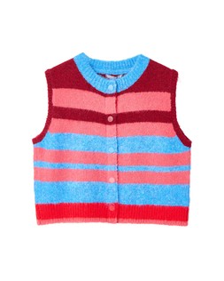 Pink & Blue Striped Button Up Knitted Waistcoat £60