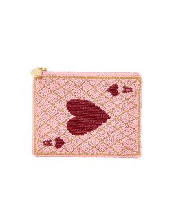 Pink & Burgundy Queen Of Hearts Beaded Pouch £25