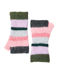 Pink & Green Striped Fingerless Mitten Gloves £24