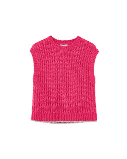 Pink & Grey Trim Chunky Knitted Vest £60
