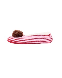 Pink & Red Plaited Knitted Pom Pom Slippers £20