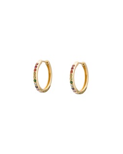 Rainbow Stone Gold Plated Large Hoop Earrings £48