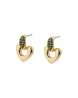 Sable Green Stone Inlay Heart Stud Earrings £14.50